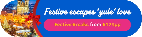 Festive escapes 'yule' love. Take a look at Festive Breaks from £179pp